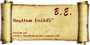 Beythum Enikő névjegykártya